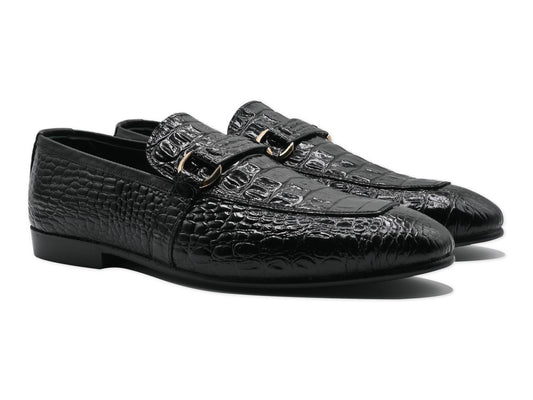 Croc Black Leather Elegance
