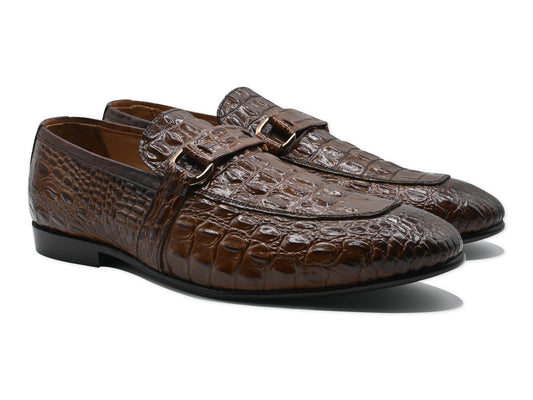 Croc Brown Leather Elegance