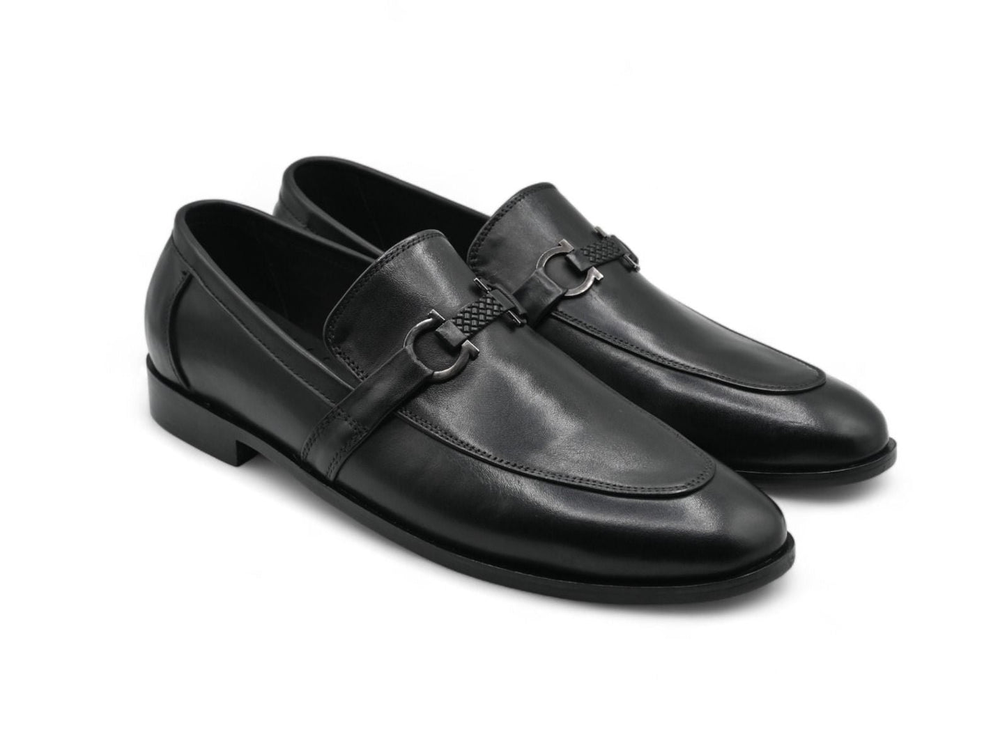 Genuine Leather Metal Accent Nolan Bit Loafer Shoes